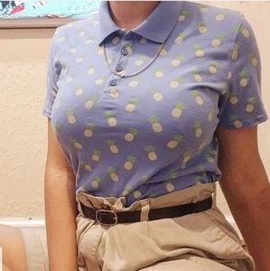 Blue unisex medium pineapple polo